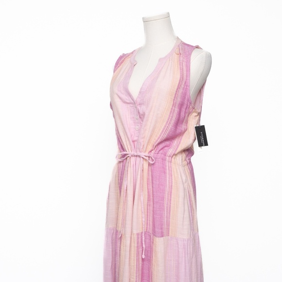 Liverpool. Sleeveless Tiered Maxi Dress with Adjustable Waist. - Picture 15 of 15